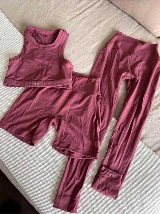 SET Active Pants - SET Active Women's 3-Piece Legging Set in Dusty Rose
